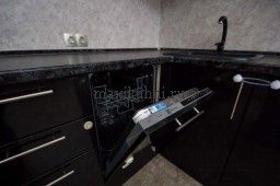 Кухня Белый глянец - черный металлик  фото