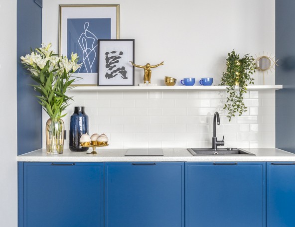 Кухня Синяя минимализм
