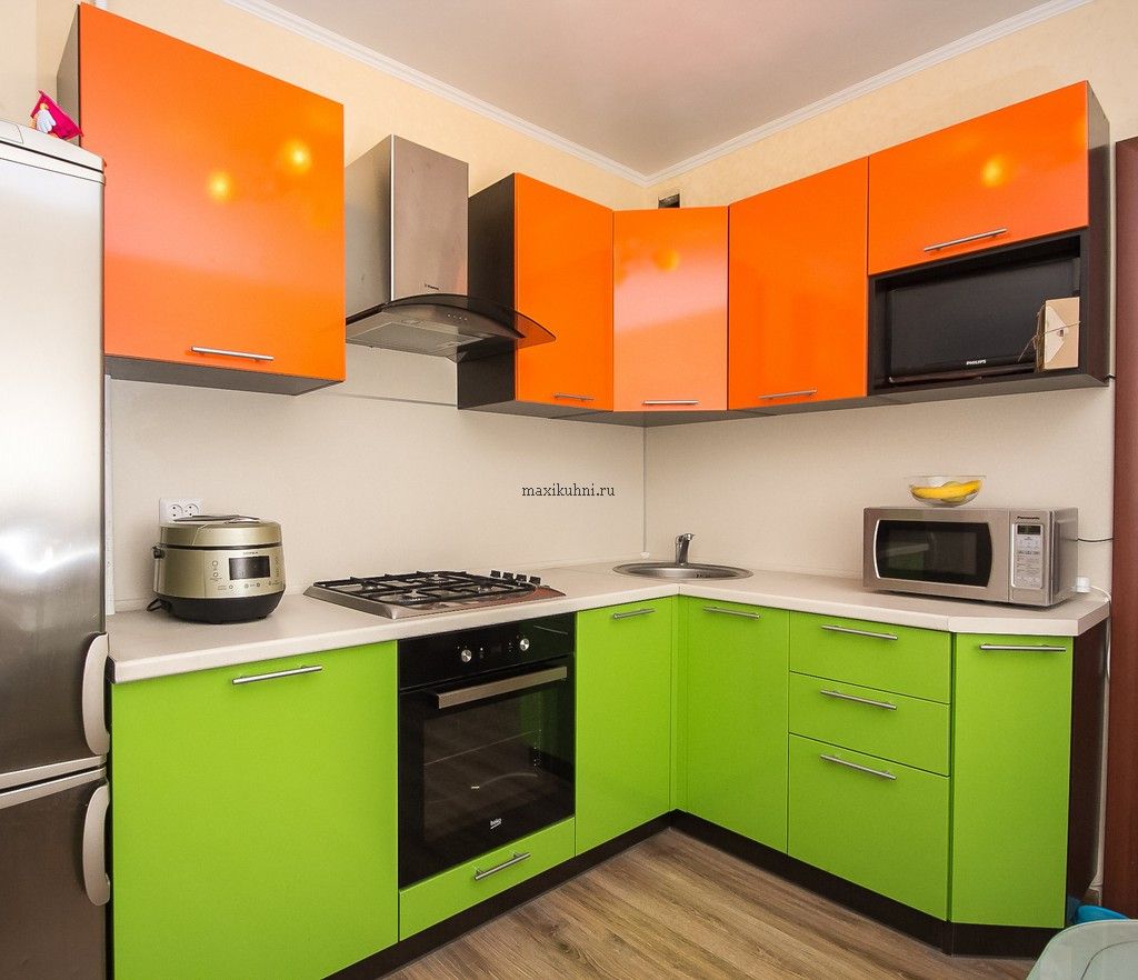 Кухня Оранж и Зелень фото