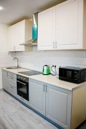 Кухня Бежевый с серым  фото