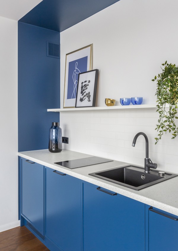 Кухня Синяя минимализм фото